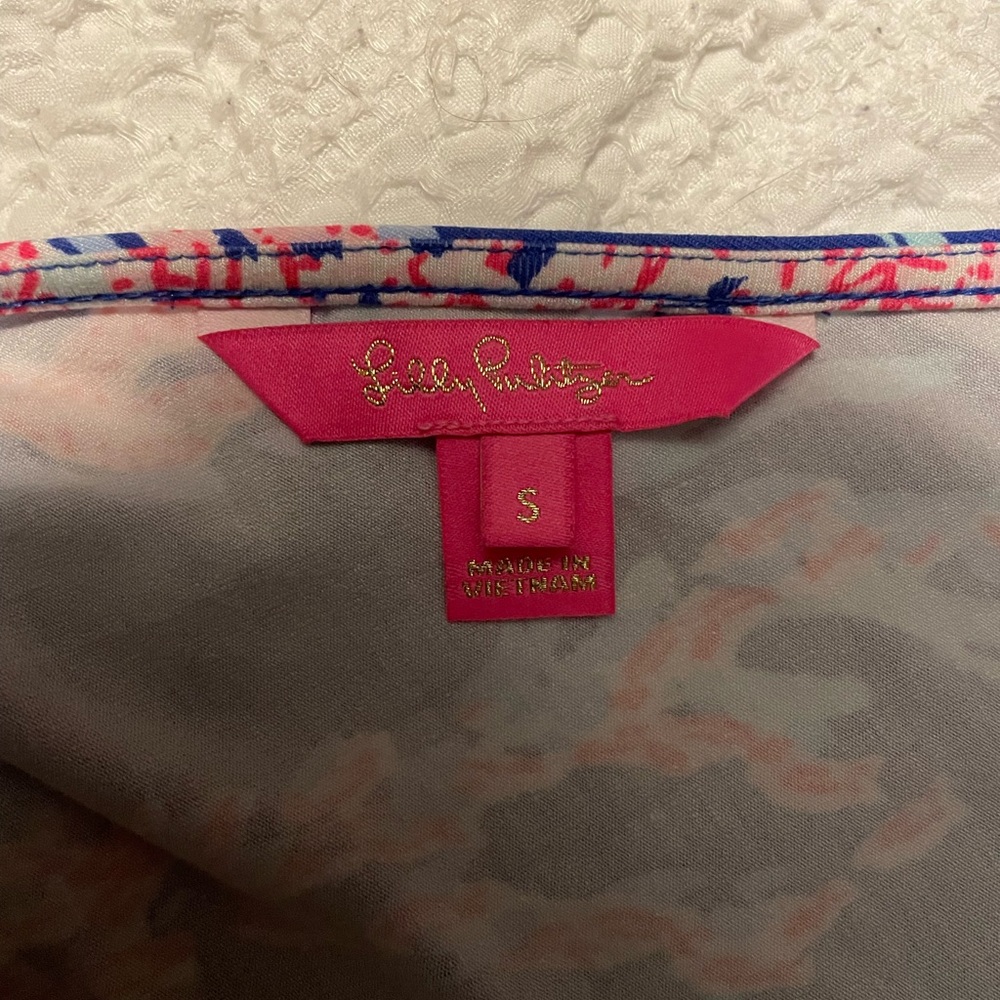Lilly Pulitzer Coral Reef Blue and Pink Romper - Picture 5 of 5